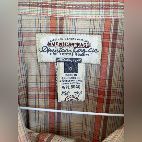 AMERICAN RAG BOTTOM’S UP SHORT SLEEVE PLAID BUTTON UP SHIRT. SZ XL - Picture 4 of 11